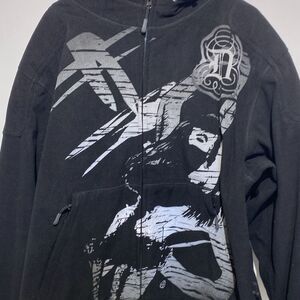 Dada Supreme Mens‎ Black Fleece Zip Up Hoodie Graphic Masked Figure Streetwear